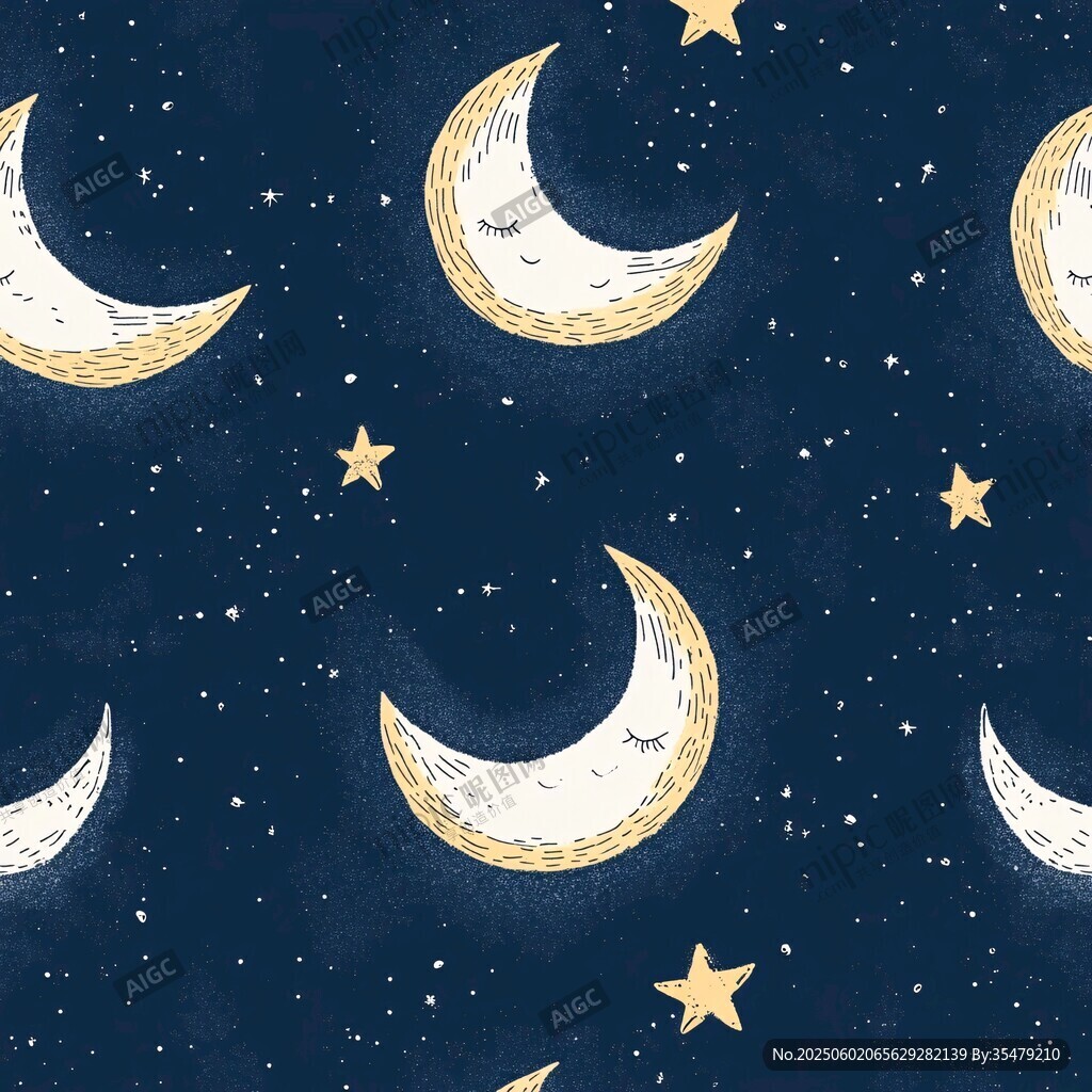 夢幻星月夜空圖案背景