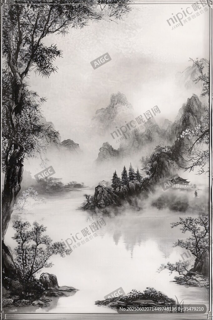 水墨山水間的靜謐意境