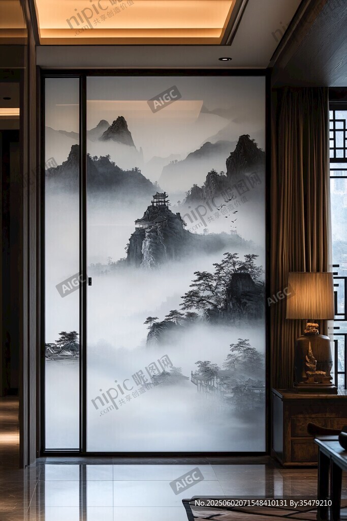 中式山水屏風(fēng)裝點(diǎn)雅致空間