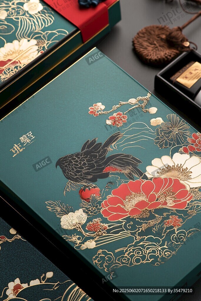中式花鳥圖案精美包裝盒
