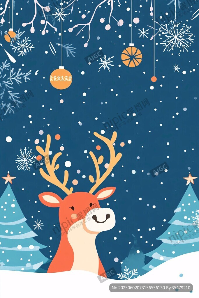 圣誕馴鹿雪景歡樂氛圍
