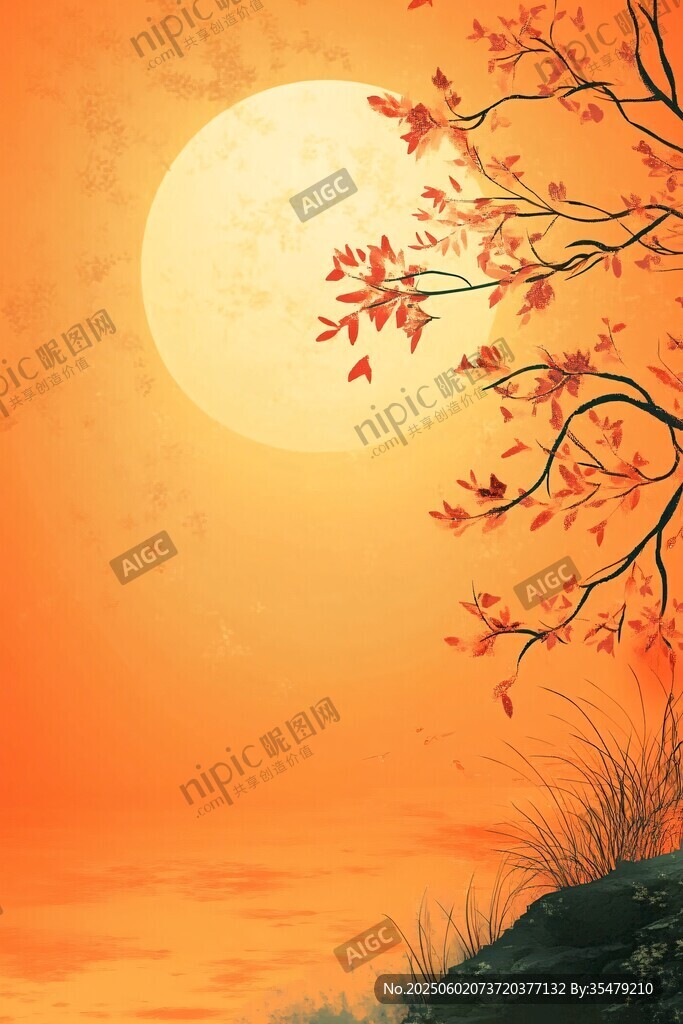 秋日夕陽下的靜謐樹景