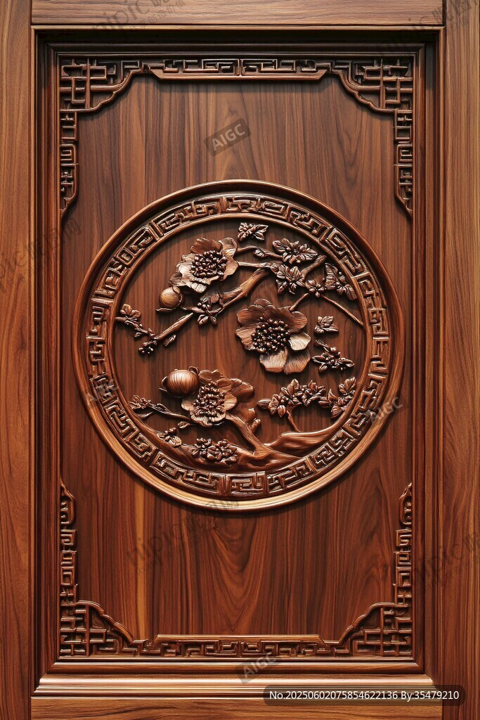 中式木雕門板 花鳥圖案精美