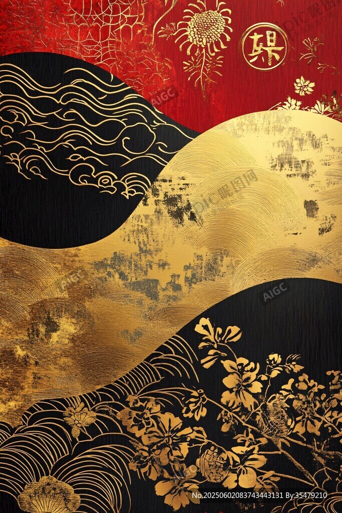 中式金紅典雅傳統(tǒng)圖案