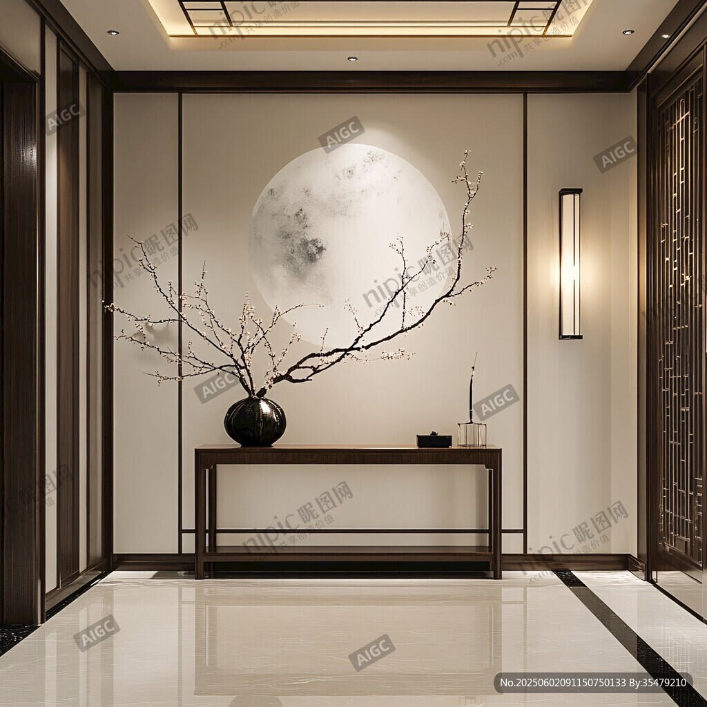 中式玄關(guān) 月景裝飾顯雅致