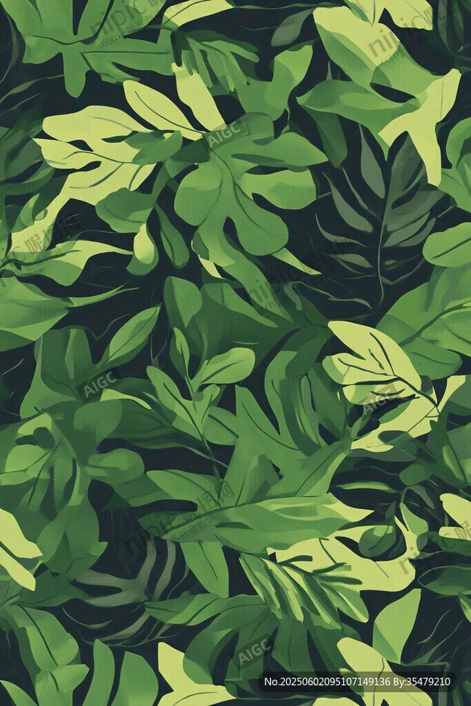熱帶綠葉無縫圖案背景