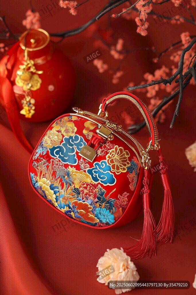 中式刺繡口金包 傳統韻味