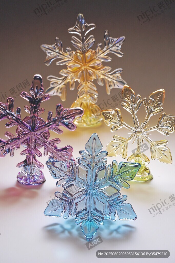 多彩水晶雪花擺件