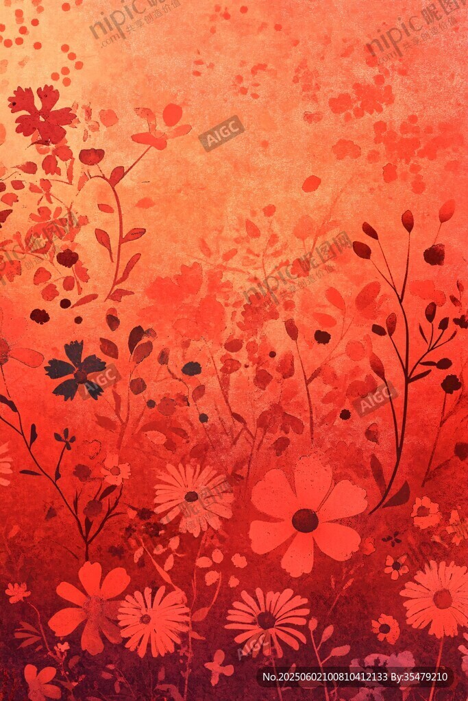 橙紅色調(diào)花卉背景圖