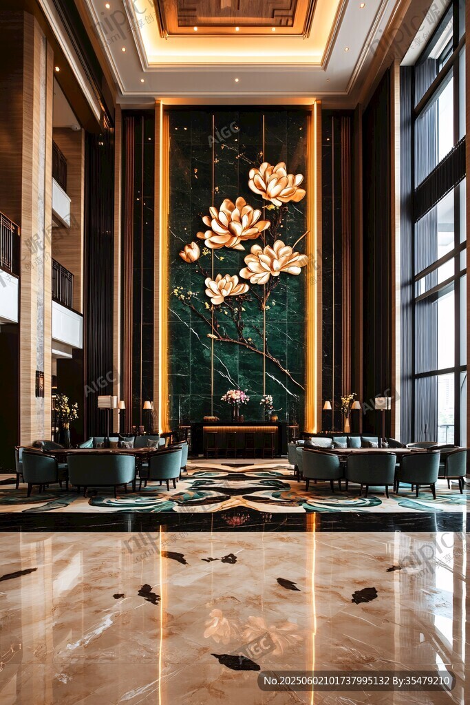 中式奢華酒店大堂空間