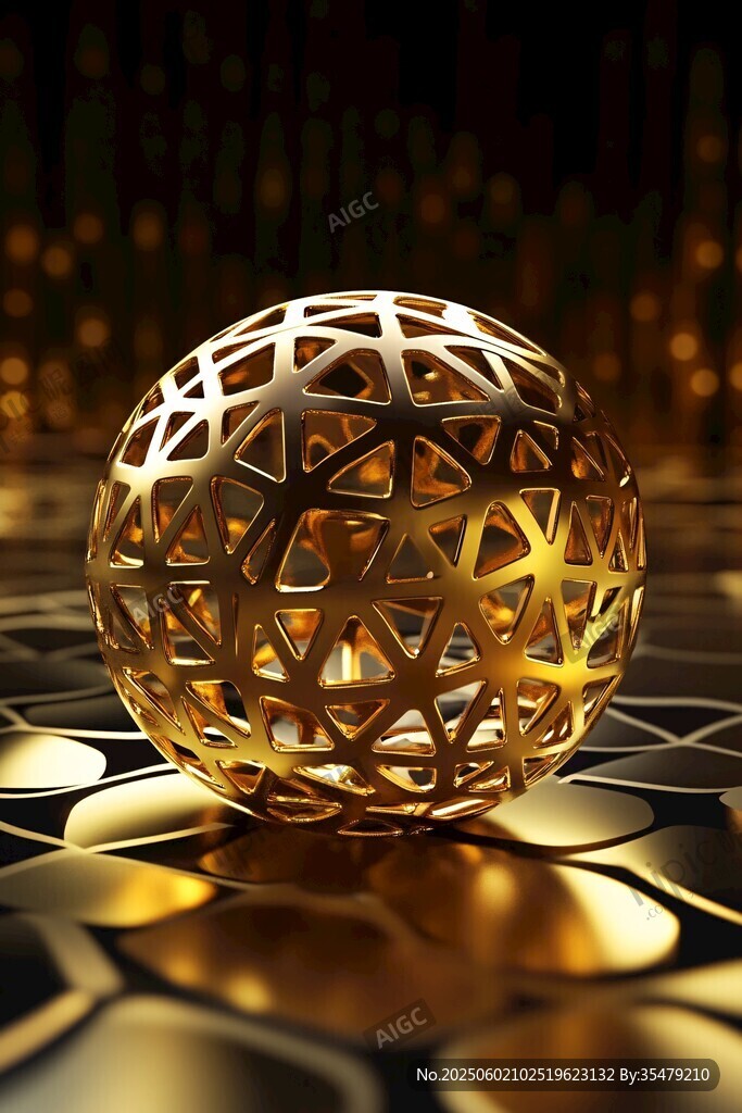 金色鏤空球體的夢幻光影