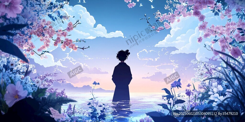 孤身賞景的古裝女子