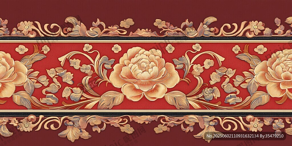 中式牡丹花卉古典花紋飾