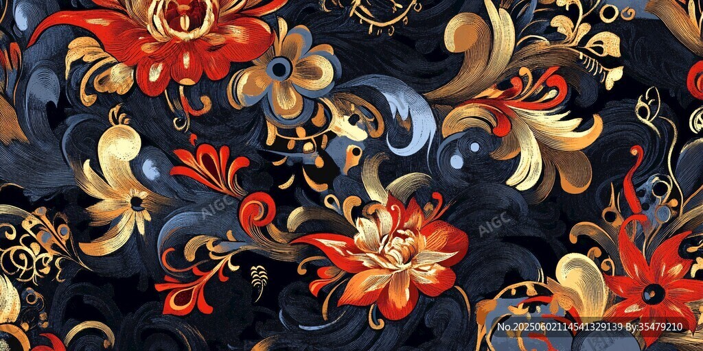 復(fù)古華麗花卉圖案紋理