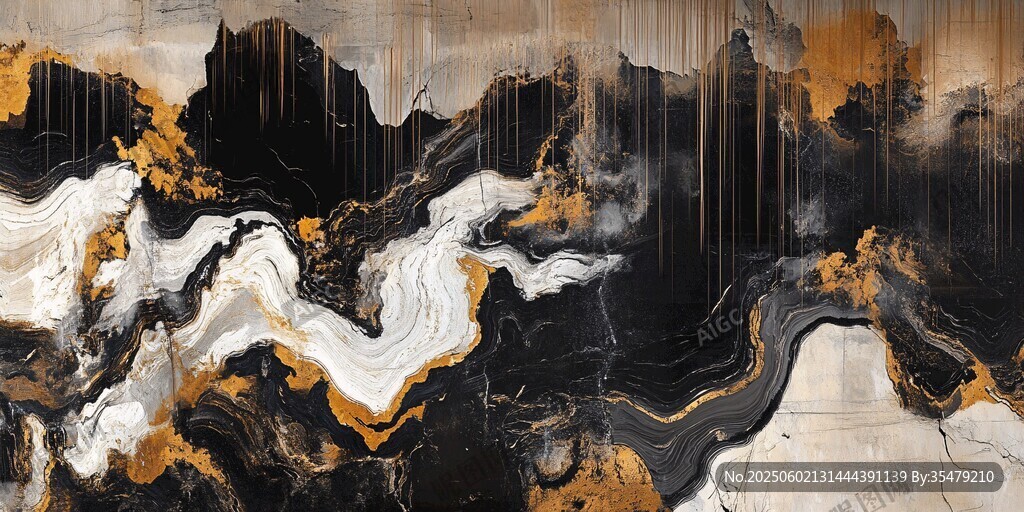 黑金抽象山水藝術畫作