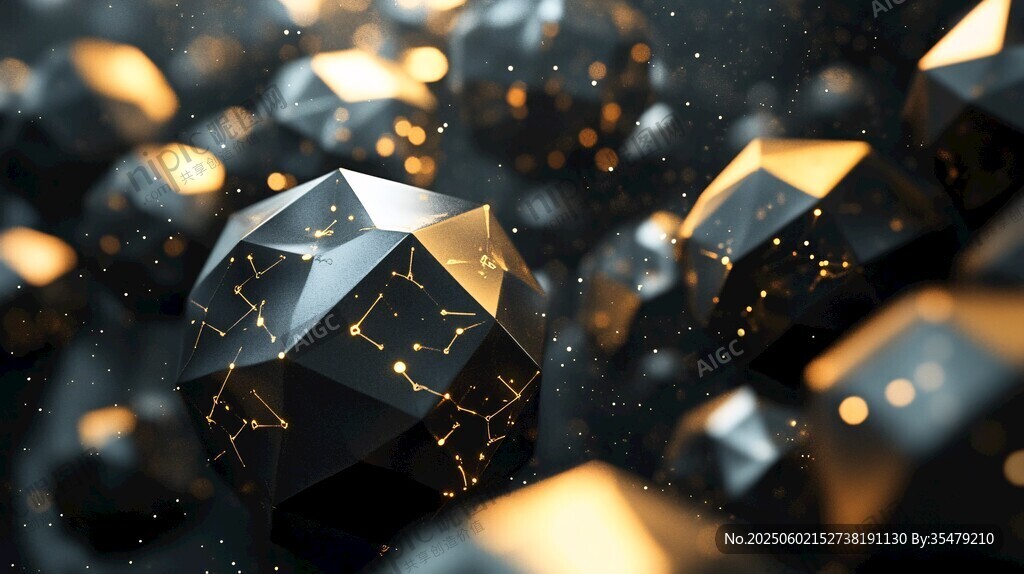 黑金多邊形球體科技場(chǎng)景