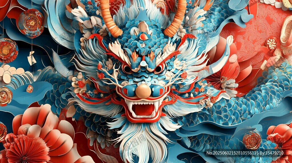 中式立體龍藝術(shù)插畫設(shè)計(jì)