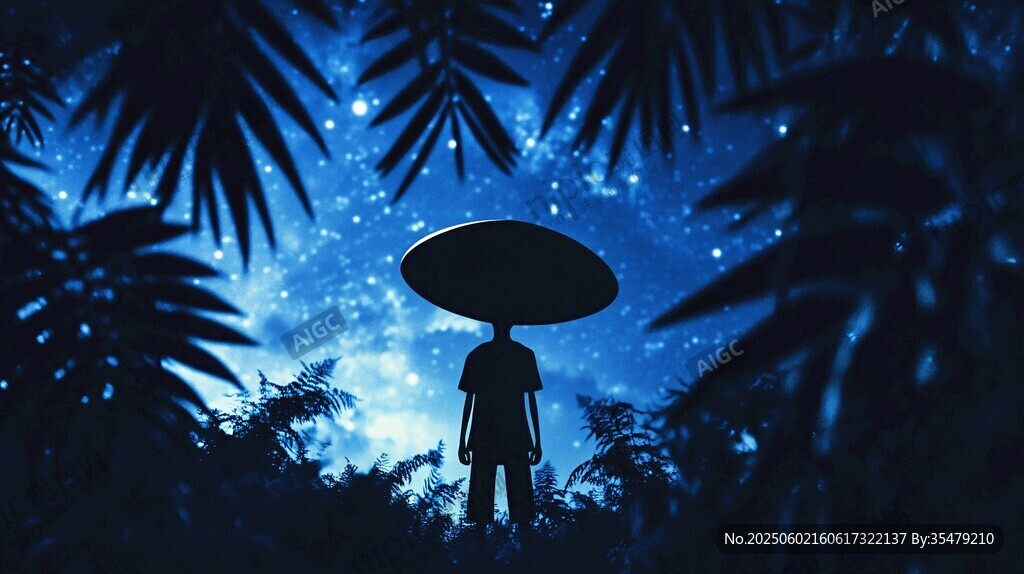 星空下?lián)蝹愕墓陋?dú)身影