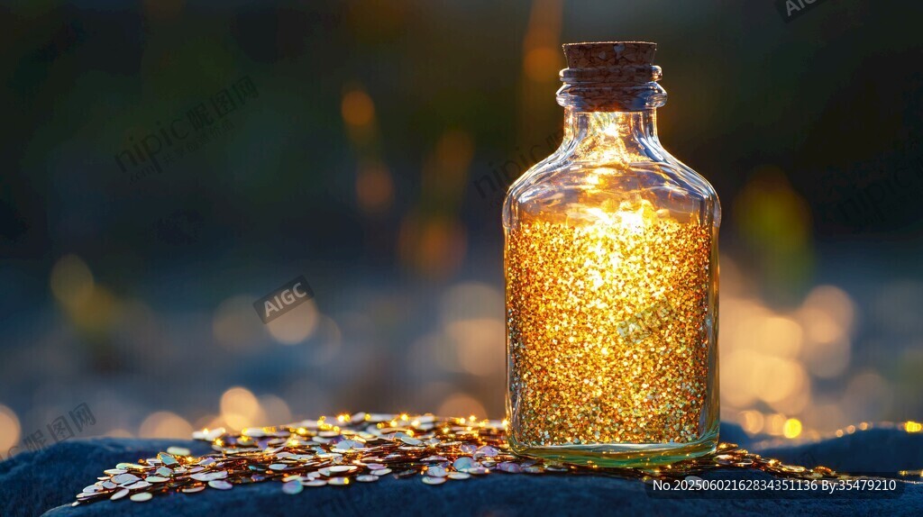 瓶中璀璨金粉營造夢幻氛圍