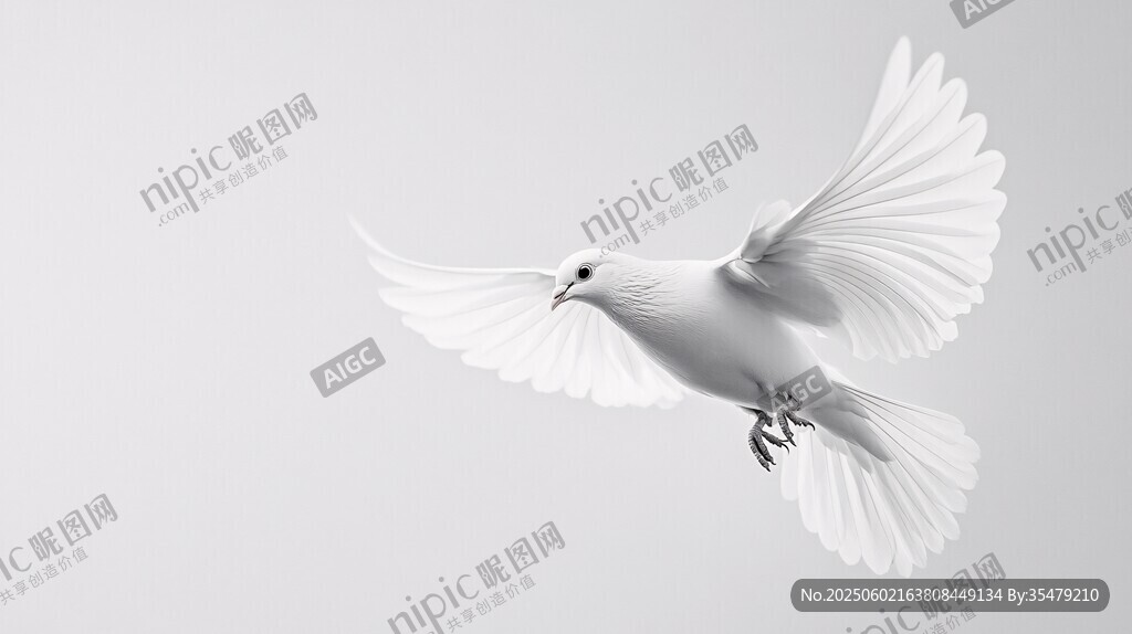 白鴿展翅飛翔