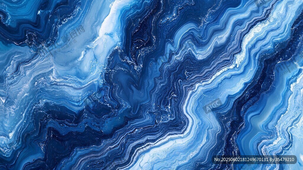 藍色流動紋理大理石背景