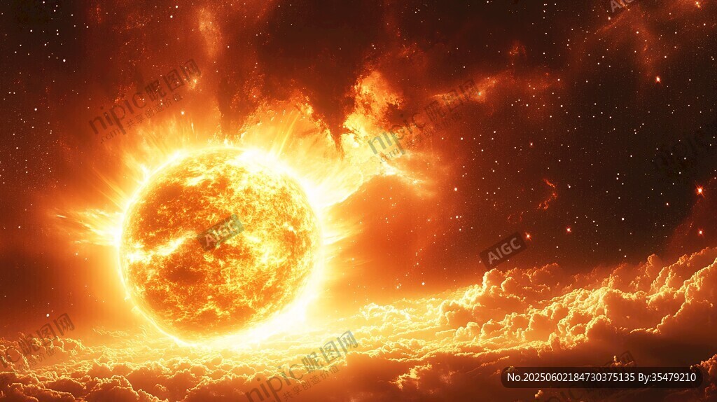 熾熱太陽耀于浩瀚星空