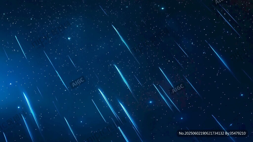夢(mèng)幻藍(lán)色流星雨夜空背景