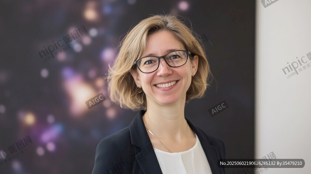 微笑女學者 背景星空璀璨