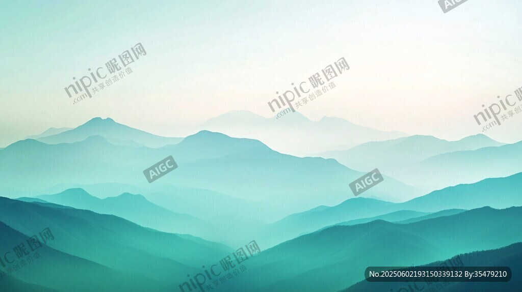 夢幻青藍山巒美景