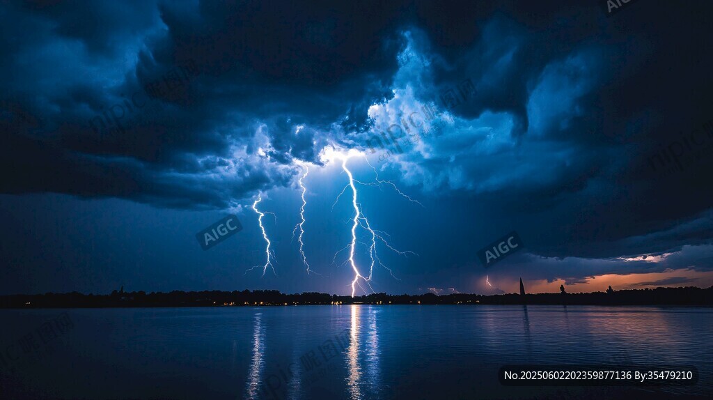 夜空中的閃電壯麗景觀