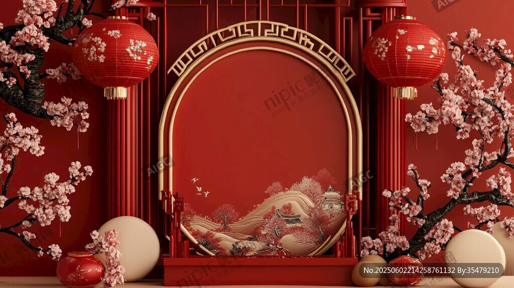 中式新春喜慶場景布置