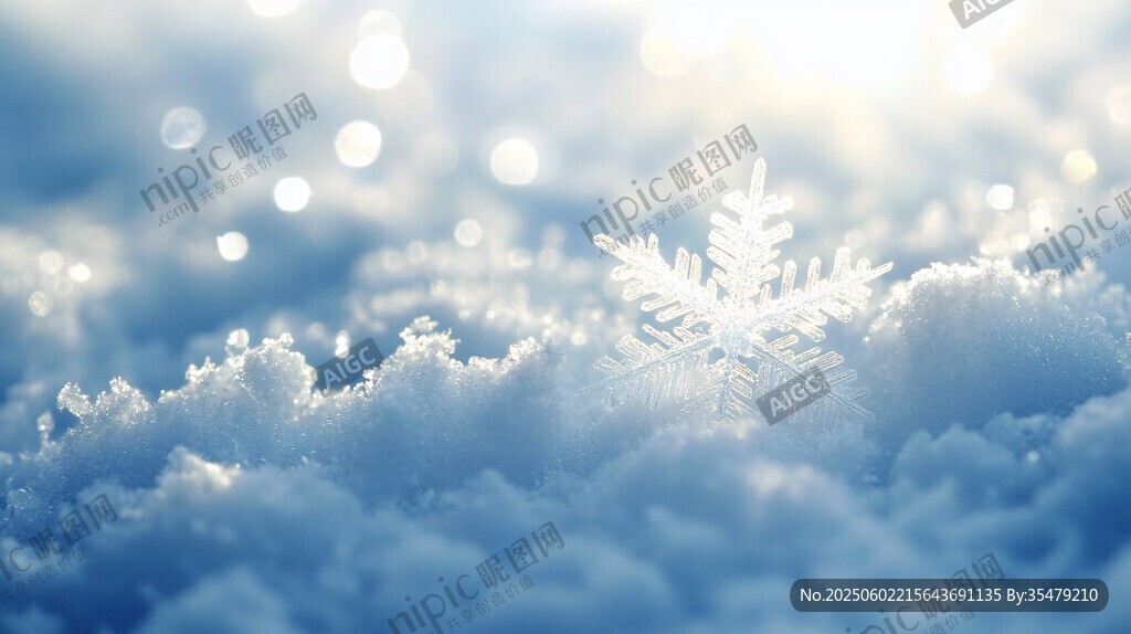 陽光下的晶瑩雪花
