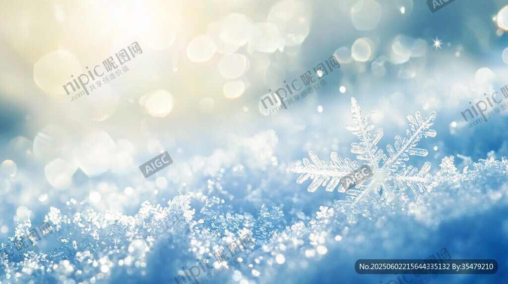 冬日雪花閃耀的夢幻景象