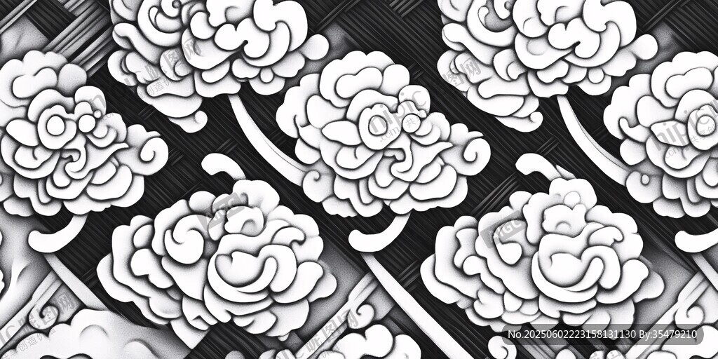中式傳統(tǒng)云紋花卉裝飾圖案