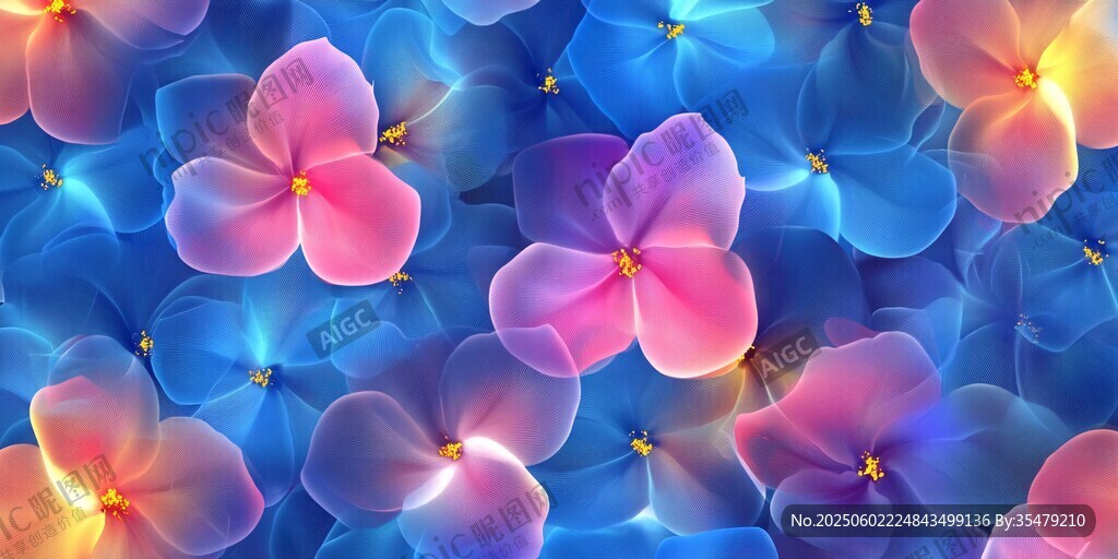 夢幻絢麗花朵背景圖案