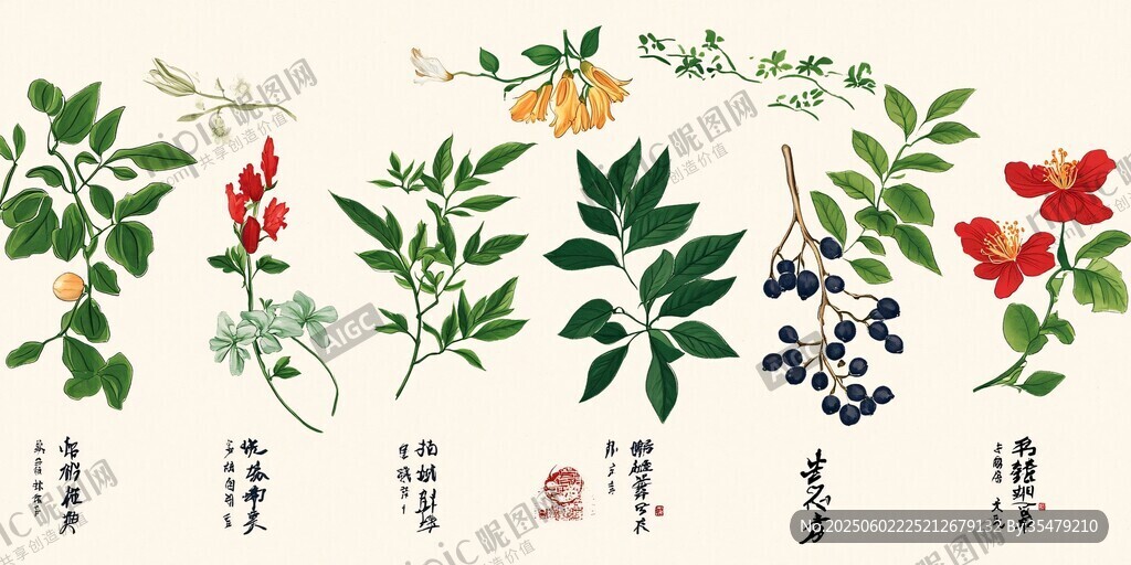 傳統(tǒng)中藥材植物手繪插畫