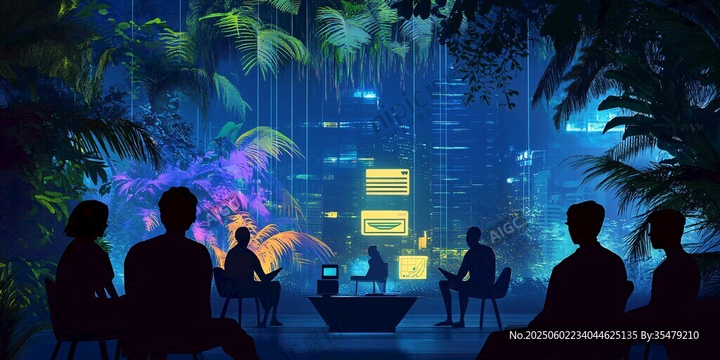 科技與自然融合的會議場景