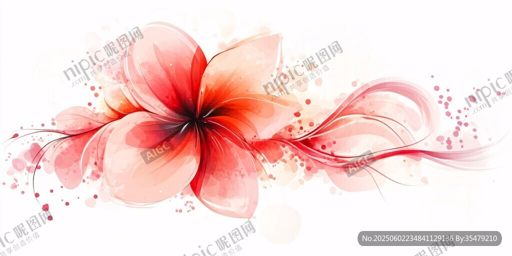 夢幻水彩花卉藝術插畫