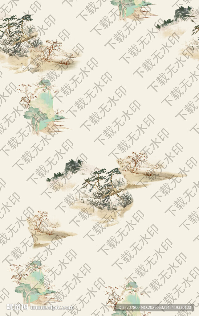 古風(fēng)山水人物圖案素材