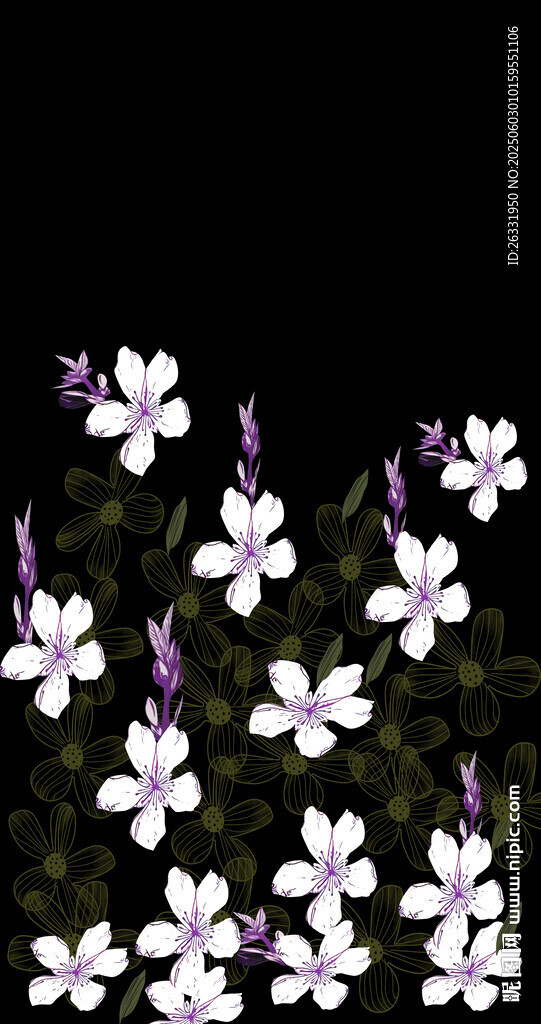 白色小花綻放于暗色背景