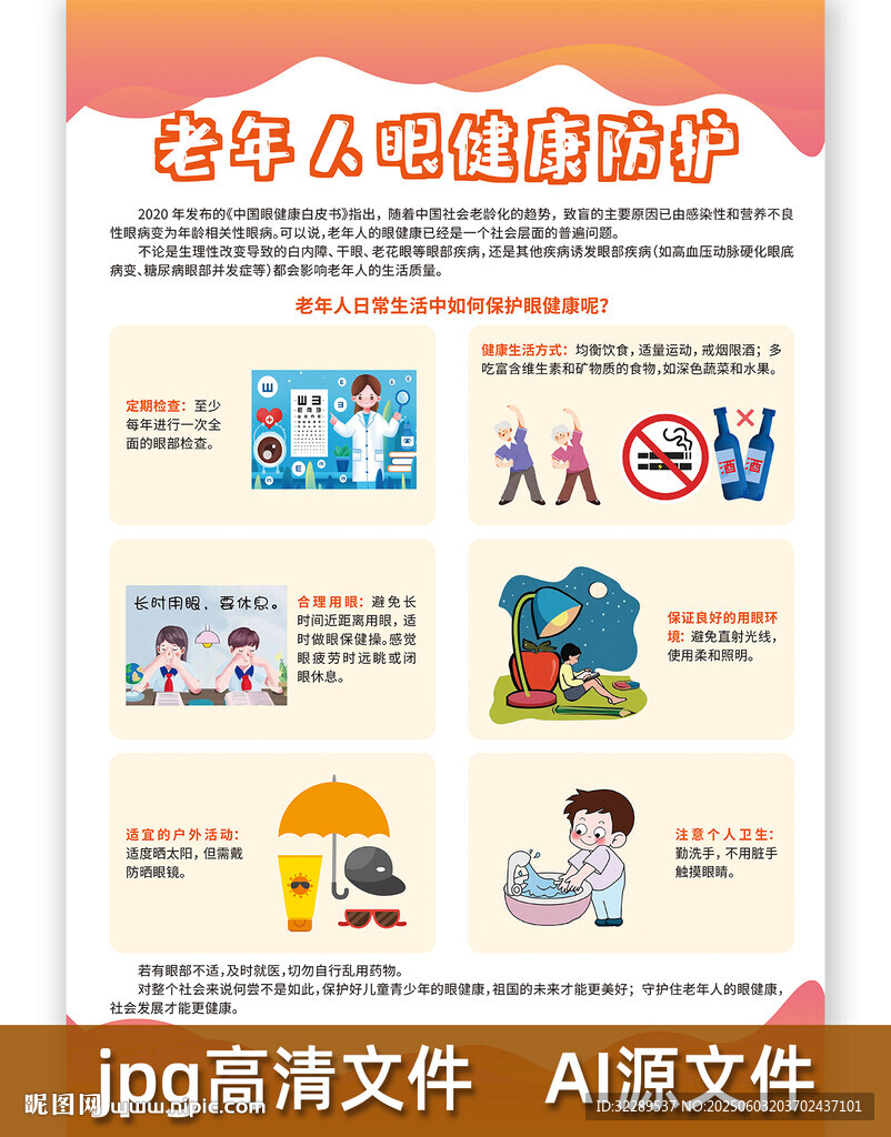 老年人眼健康防護海報
