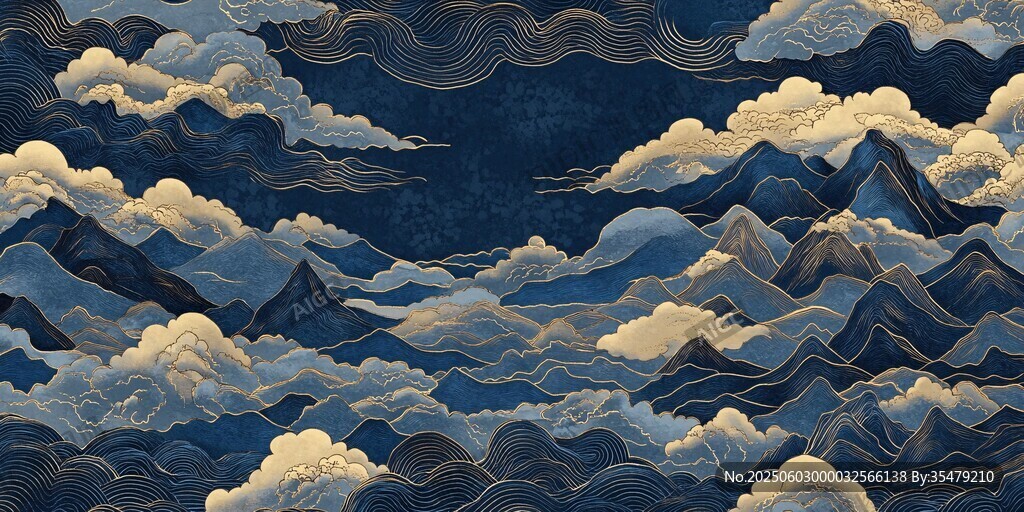 中式云海山川國(guó)風(fēng)插畫