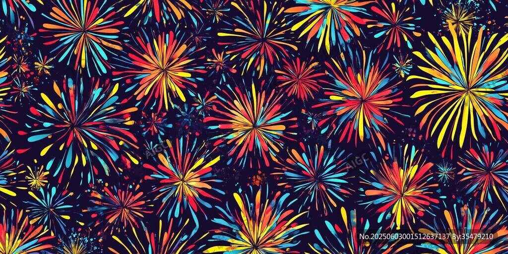 絢麗煙花無縫圖案