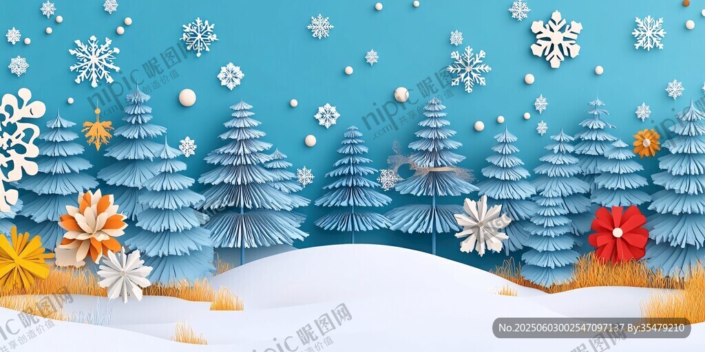 冬日紙藝雪景森林景觀