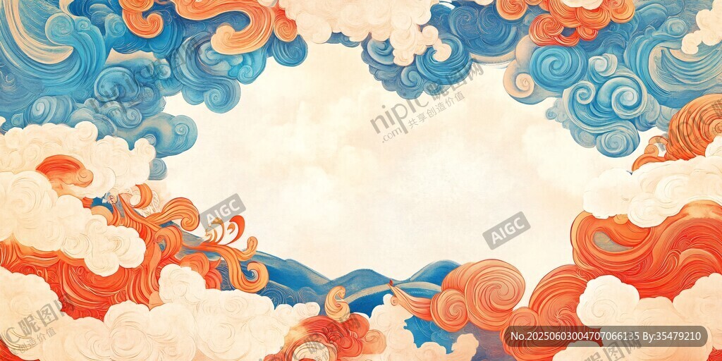 中式云海祥瑞背景圖