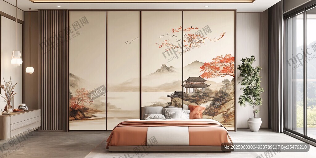 中式山水風(fēng)臥室雅致空間