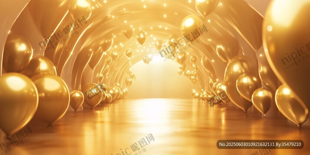 金色氣球打造夢幻通道