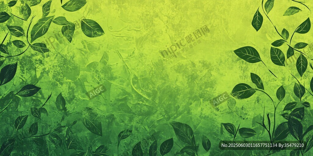 清新綠葉漸變背景圖