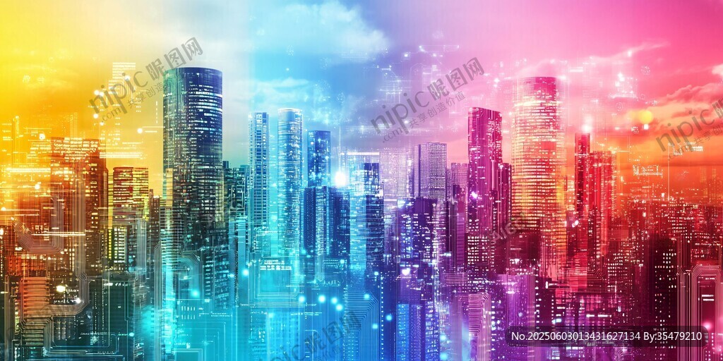 夢幻絢麗的未來都市景觀