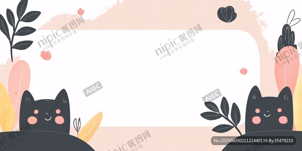 可愛貓咪邊框插畫背景圖